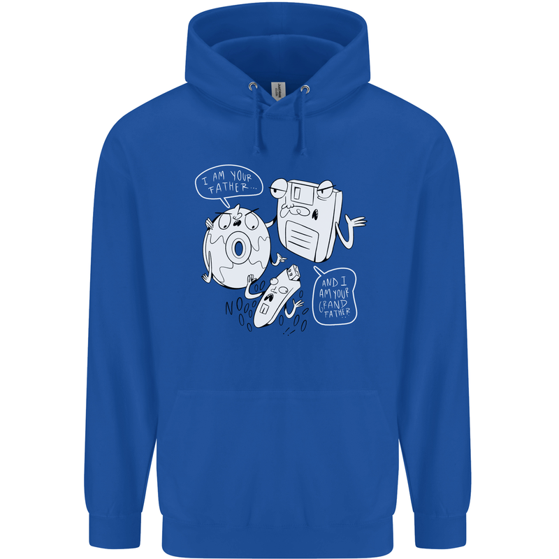 Storage Father Flash Drive CD ROM Floppy Mens 80% Cotton Hoodie Royal Blue