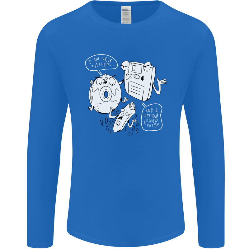 Storage Father Flash Drive CD ROM Floppy Mens Long Sleeve T-Shirt Royal Blue