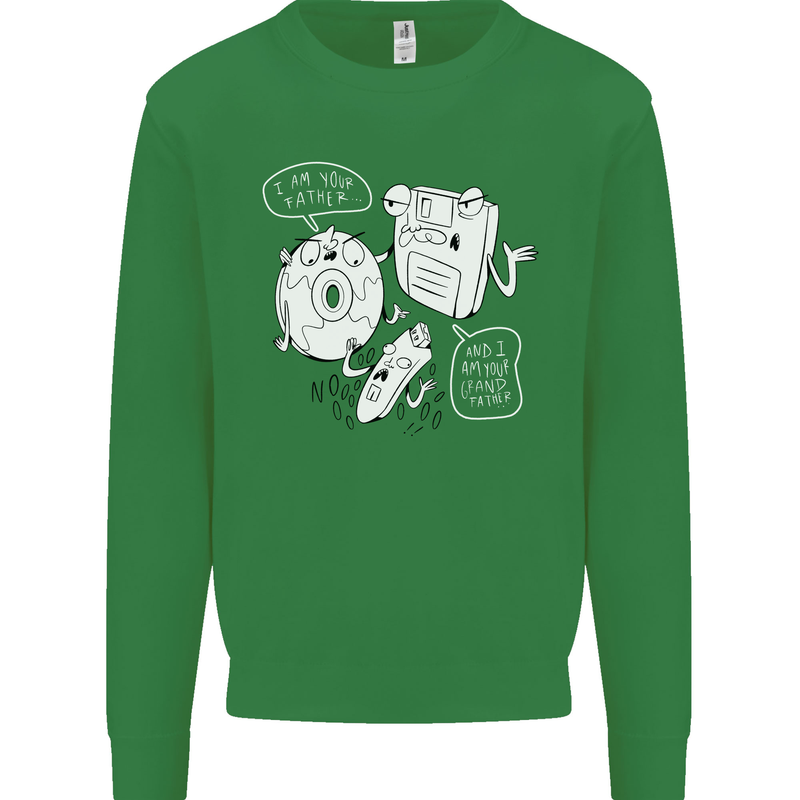 Storage Father Flash Drive CD ROM Floppy Mens Sweatshirt Jumper Irish Green