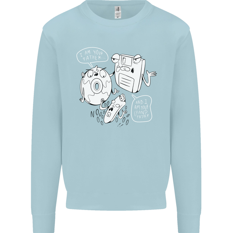 Storage Father Flash Drive CD ROM Floppy Mens Sweatshirt Jumper Light Blue