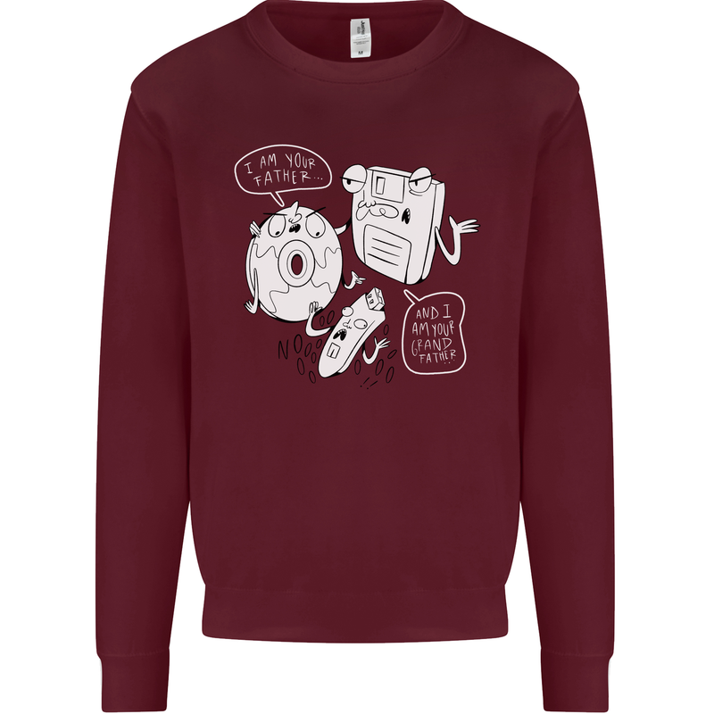 Storage Father Flash Drive CD ROM Floppy Mens Sweatshirt Jumper Maroon