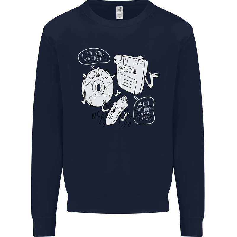 Storage Father Flash Drive CD ROM Floppy Mens Sweatshirt Jumper Navy Blue