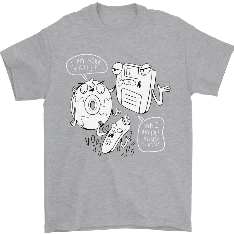 Storage Father Flash Drive CD ROM Floppy Mens T-Shirt 100% Cotton Sports Grey