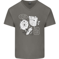 Storage Father Flash Drive CD ROM Floppy Mens V-Neck Cotton T-Shirt Charcoal