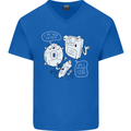 Storage Father Flash Drive CD ROM Floppy Mens V-Neck Cotton T-Shirt Royal Blue