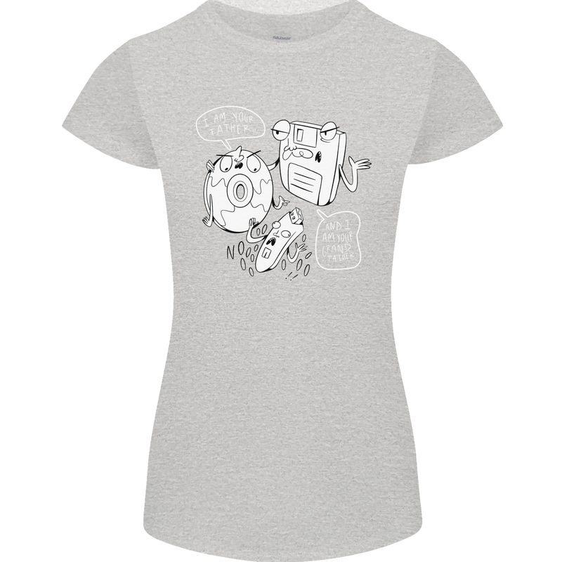 Storage Father Flash Drive CD ROM Floppy Womens Petite Cut T-Shirt Sports Grey