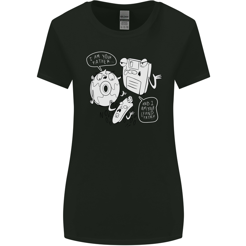 Storage Father Flash Drive CD ROM Floppy Womens Wider Cut T-Shirt Black