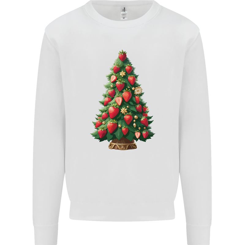 Strawberry Christmas Tree Xmas Kids Sweatshirt Jumper White