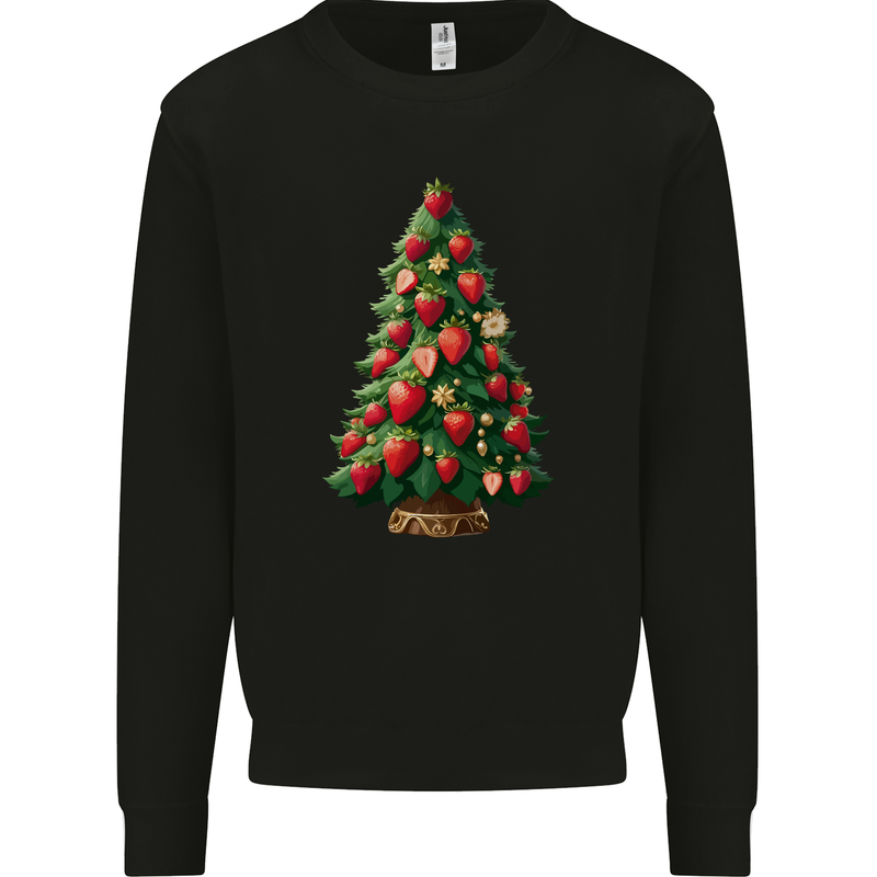 Strawberry Christmas Tree Xmas Mens Sweatshirt Jumper Black