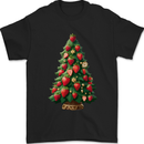 Strawberry Christmas Tree Xmas Mens T-Shirt 100% Cotton Black