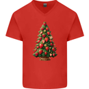 Strawberry Christmas Tree Xmas Mens V-Neck Cotton T-Shirt Red