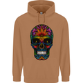 Sugar Skull Mens 80% Cotton Hoodie Caramel Latte