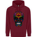 Sugar Skull Mens 80% Cotton Hoodie Maroon