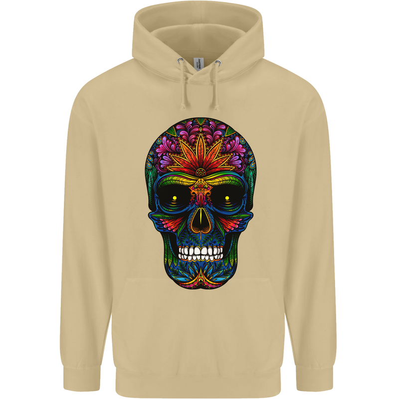 Sugar Skull Mens 80% Cotton Hoodie Sand