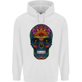 Sugar Skull Mens 80% Cotton Hoodie White