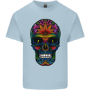 Sugar Skull Mens Cotton T-Shirt Tee Top Light Blue