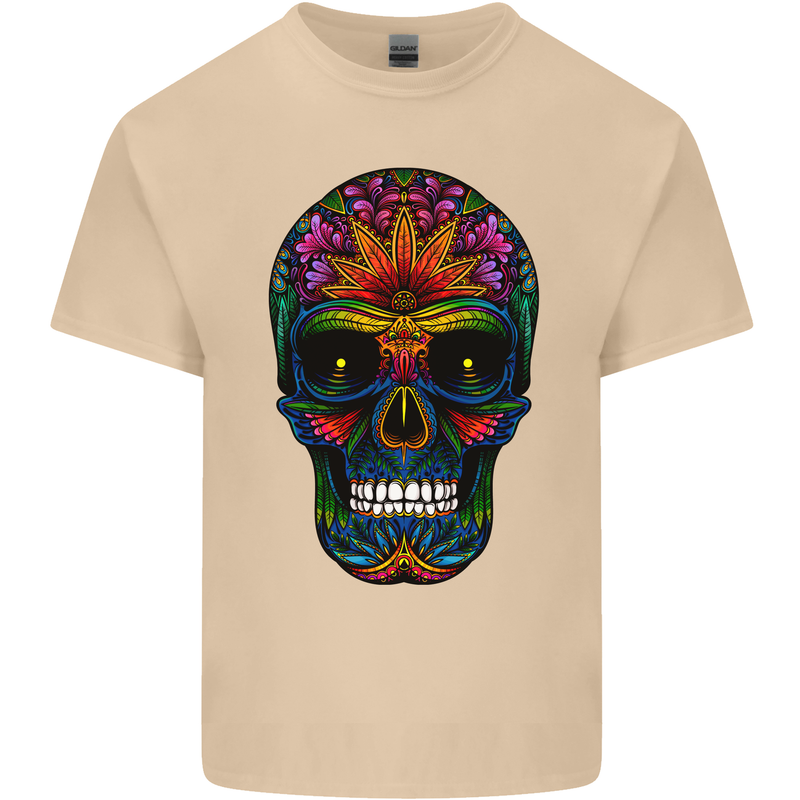 Sugar Skull Mens Cotton T-Shirt Tee Top Sand