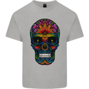 Sugar Skull Mens Cotton T-Shirt Tee Top Sports Grey