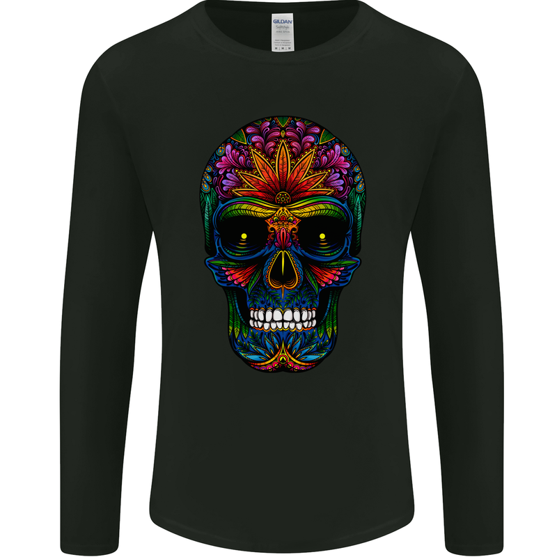 Sugar Skull Mens Long Sleeve T-Shirt Black