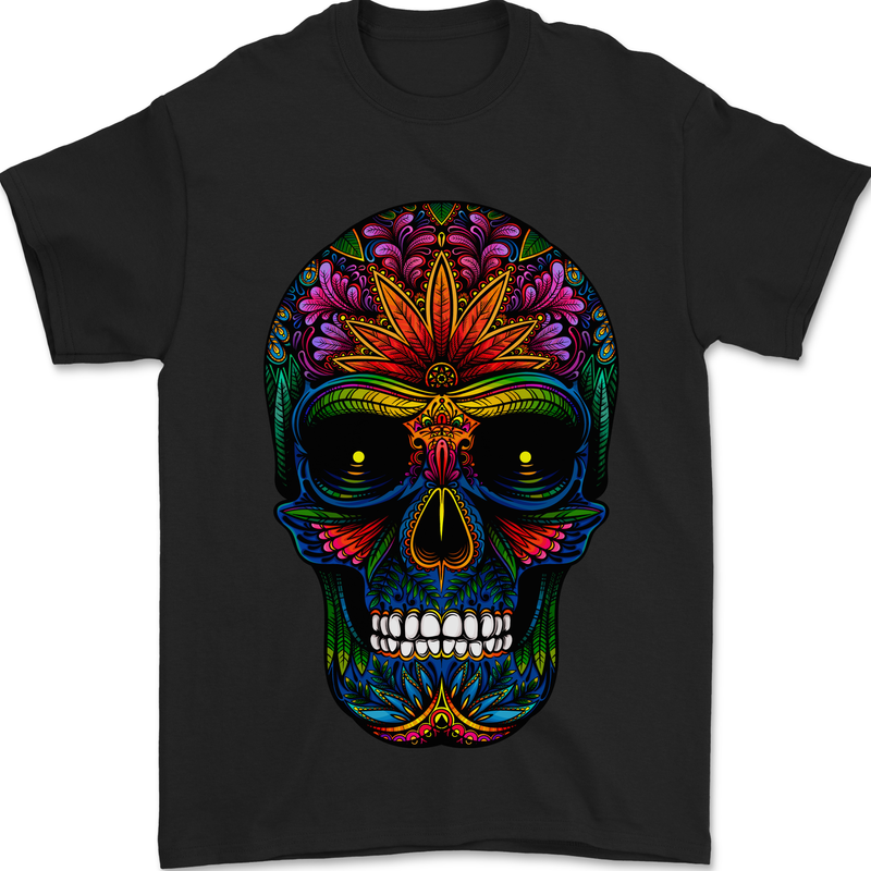 Sugar Skull Mens T-Shirt 100% Cotton Black