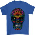 Sugar Skull Mens T-Shirt 100% Cotton Royal Blue