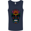 Sugar Skull Mens Vest Tank Top Navy Blue