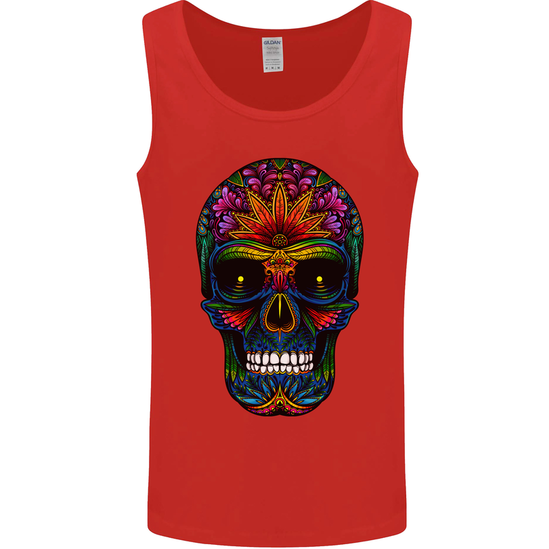 Sugar Skull Mens Vest Tank Top Red