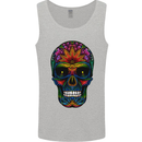 Sugar Skull Mens Vest Tank Top Sports Grey
