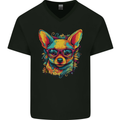 Summer Vibes Chihuahua Mens V-Neck Cotton T-Shirt Black