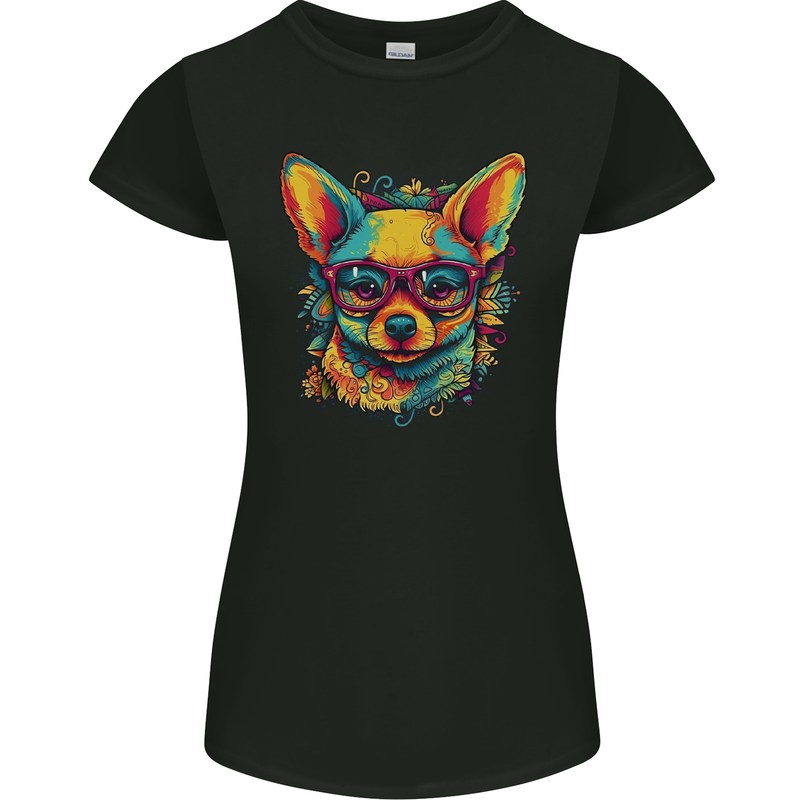 Summer Vibes Chihuahua Womens Petite Cut T-Shirt Black