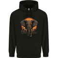 Sunset Tribal Elephant Fantasy Childrens Kids Hoodie Black