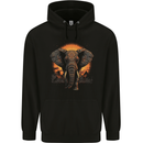 Sunset Tribal Elephant Fantasy Childrens Kids Hoodie Black