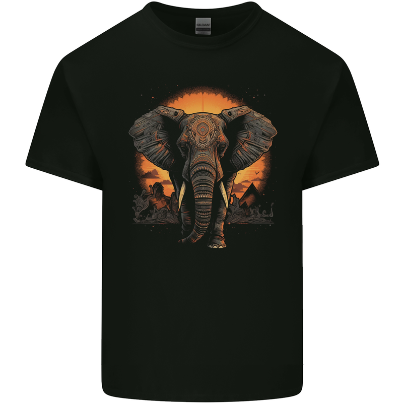 Sunset Tribal Elephant Fantasy Kids T-Shirt Childrens Black