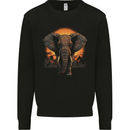 Sunset Tribal Elephant Fantasy Mens Sweatshirt Jumper Black