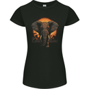 Sunset Tribal Elephant Fantasy Womens Petite Cut T-Shirt Black