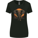 Sunset Tribal Elephant Fantasy Womens Wider Cut T-Shirt Black