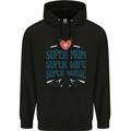 Super Mom Wife Nurse Mothers Day Gift Childrens Kids Hoodie Black