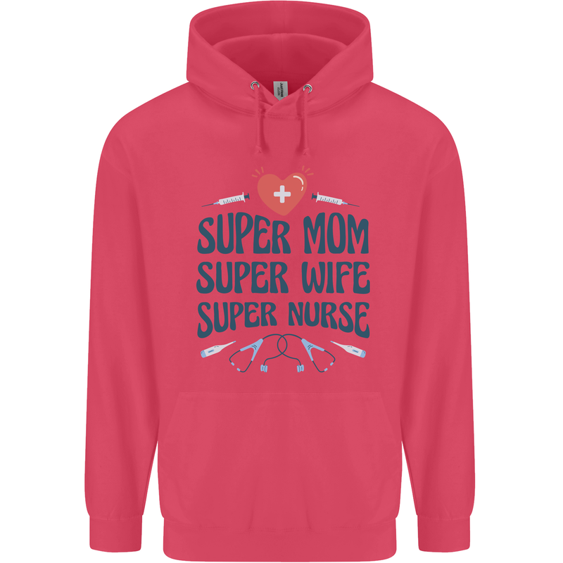 Super Mom Wife Nurse Mothers Day Gift Childrens Kids Hoodie Heliconia