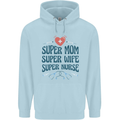 Super Mom Wife Nurse Mothers Day Gift Childrens Kids Hoodie Light Blue