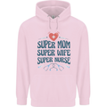 Super Mom Wife Nurse Mothers Day Gift Childrens Kids Hoodie Light Pink