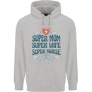 Super Mom Wife Nurse Mothers Day Gift Childrens Kids Hoodie Sports Grey