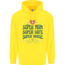 Super Mom Wife Nurse Mothers Day Gift Childrens Kids Hoodie Yellow