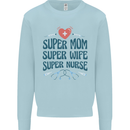 Super Mom Wife Nurse Mothers Day Gift Kids Sweatshirt Jumper Light Blue
