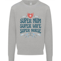 Super Mom Wife Nurse Mothers Day Gift Kids Sweatshirt Jumper Sports Grey