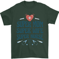 Super Mom Wife Nurse Mothers Day Gift Mens T-Shirt 100% Cotton Forest Green