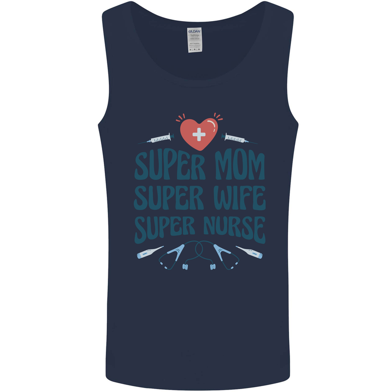 Super Mom Wife Nurse Mothers Day Gift Mens Vest Tank Top Navy Blue