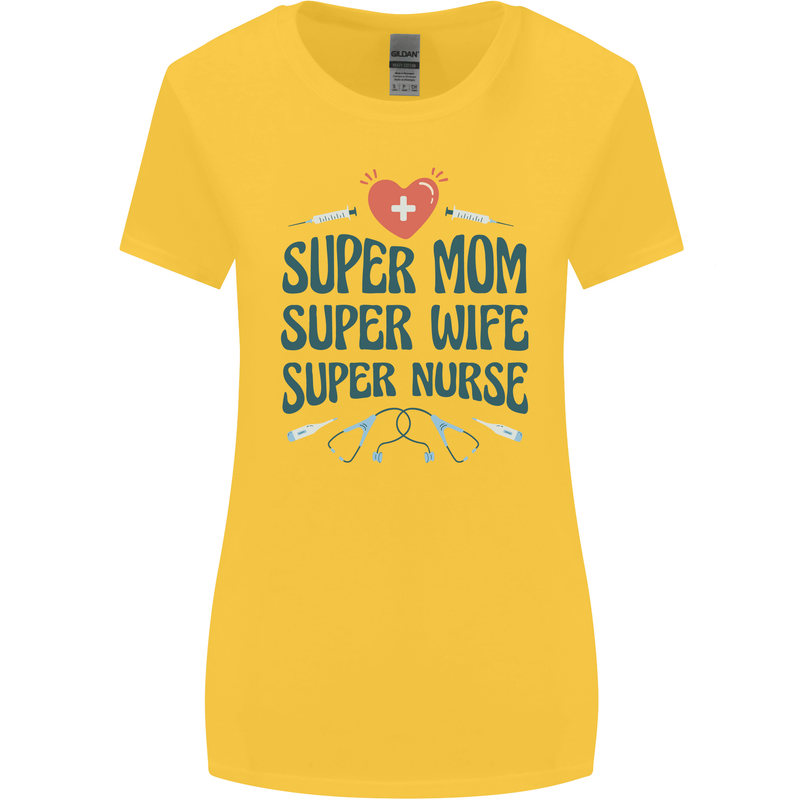 Super Mom Wife Nurse Mothers Day Gift Womens Wider Cut T-Shirt Yellow
