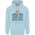 Super Mum Wife Nurse Mothers Day Gift Childrens Kids Hoodie Light Blue