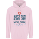Super Mum Wife Nurse Mothers Day Gift Childrens Kids Hoodie Light Pink
