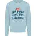 Super Mum Wife Nurse Mothers Day Gift Kids Sweatshirt Jumper Light Blue